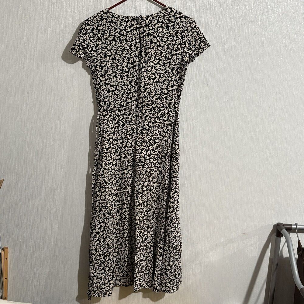 Vintage Limited America Dress Black White Flower Tie 90s Cottage Granny Y2K 6 - Picture 7 of 11